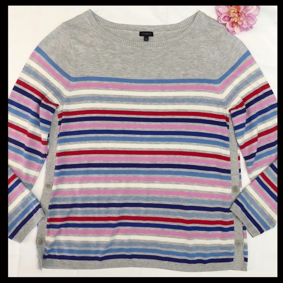 SOLD!Talbots MultiColor Stripe Side Button Sweater - Picture 2 of 8